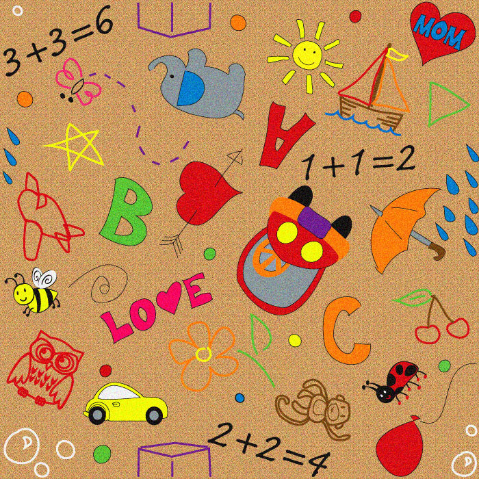 Playtime Doodle Wall to Wall Classroom Carpet Multi on Tan