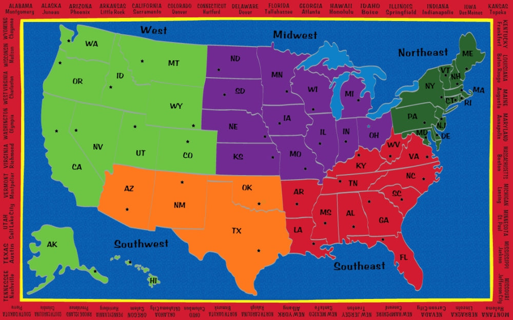 The United States of America Map Rug - KidCarpet.com