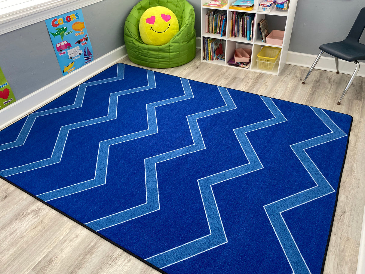 Chevron Kids Rug Blue on Blue - KidCarpet.com