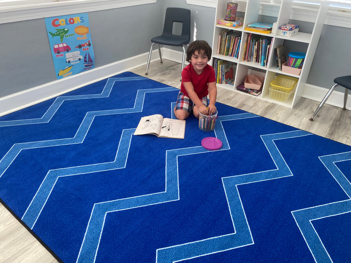 Chevron Kids Rug Blue on Blue - KidCarpet.com
