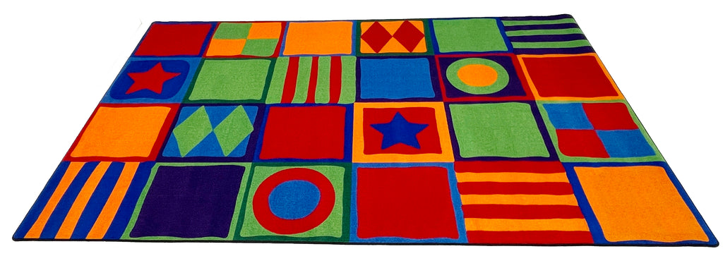 Patterned Squares Wall to Wall Classroom Carpet