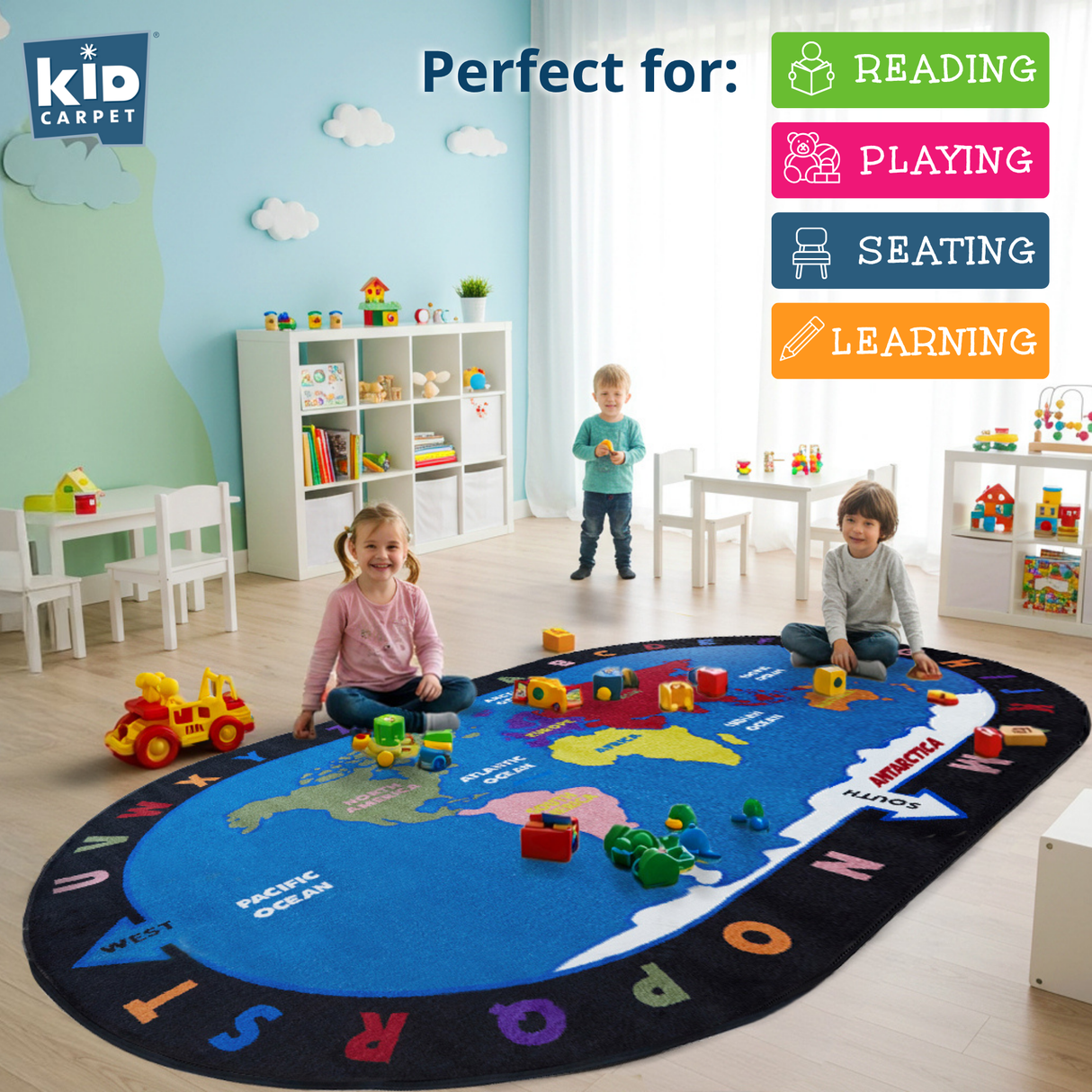 Alphabet and World Classroom Rug - KidCarpet.com