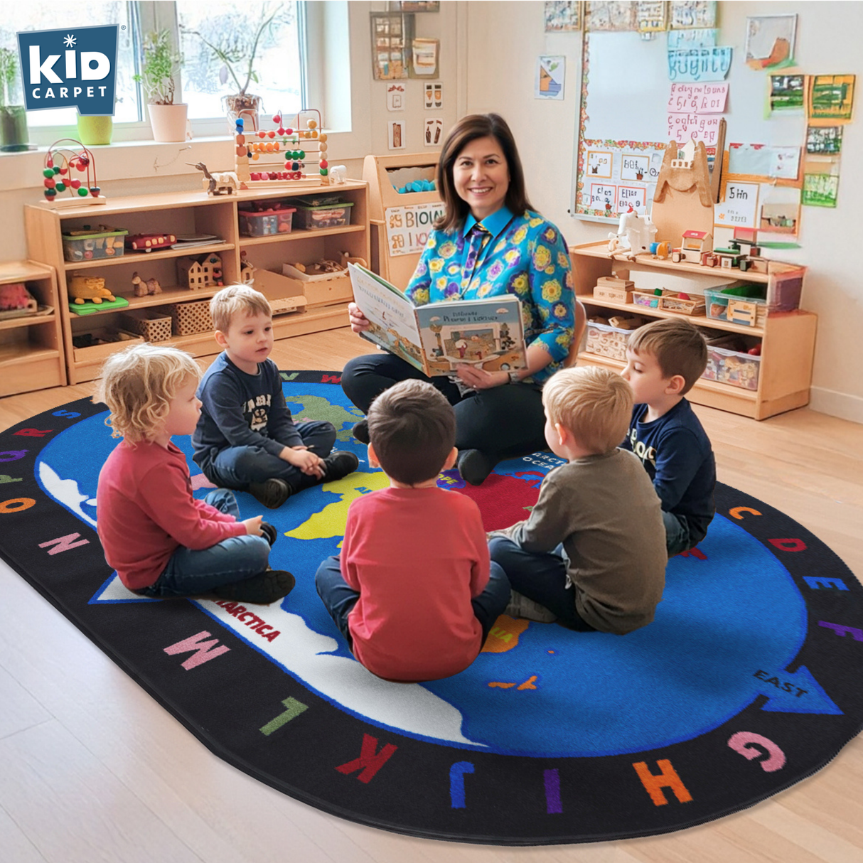 Alphabet and World Classroom Rug - KidCarpet.com