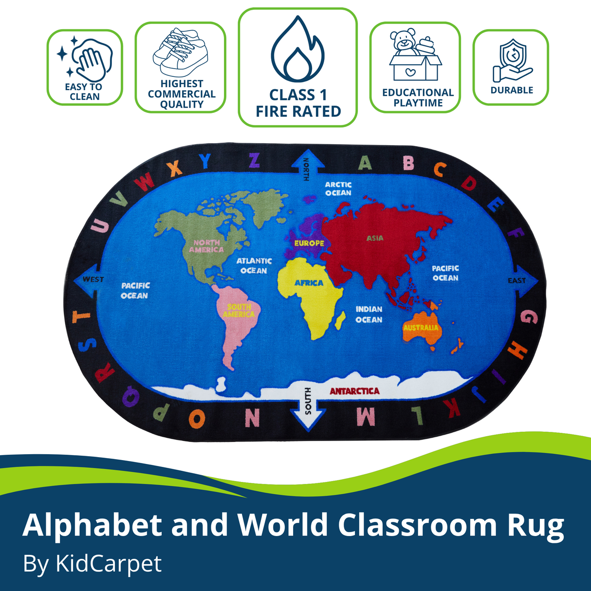 Alphabet and World Classroom Rug - KidCarpet.com