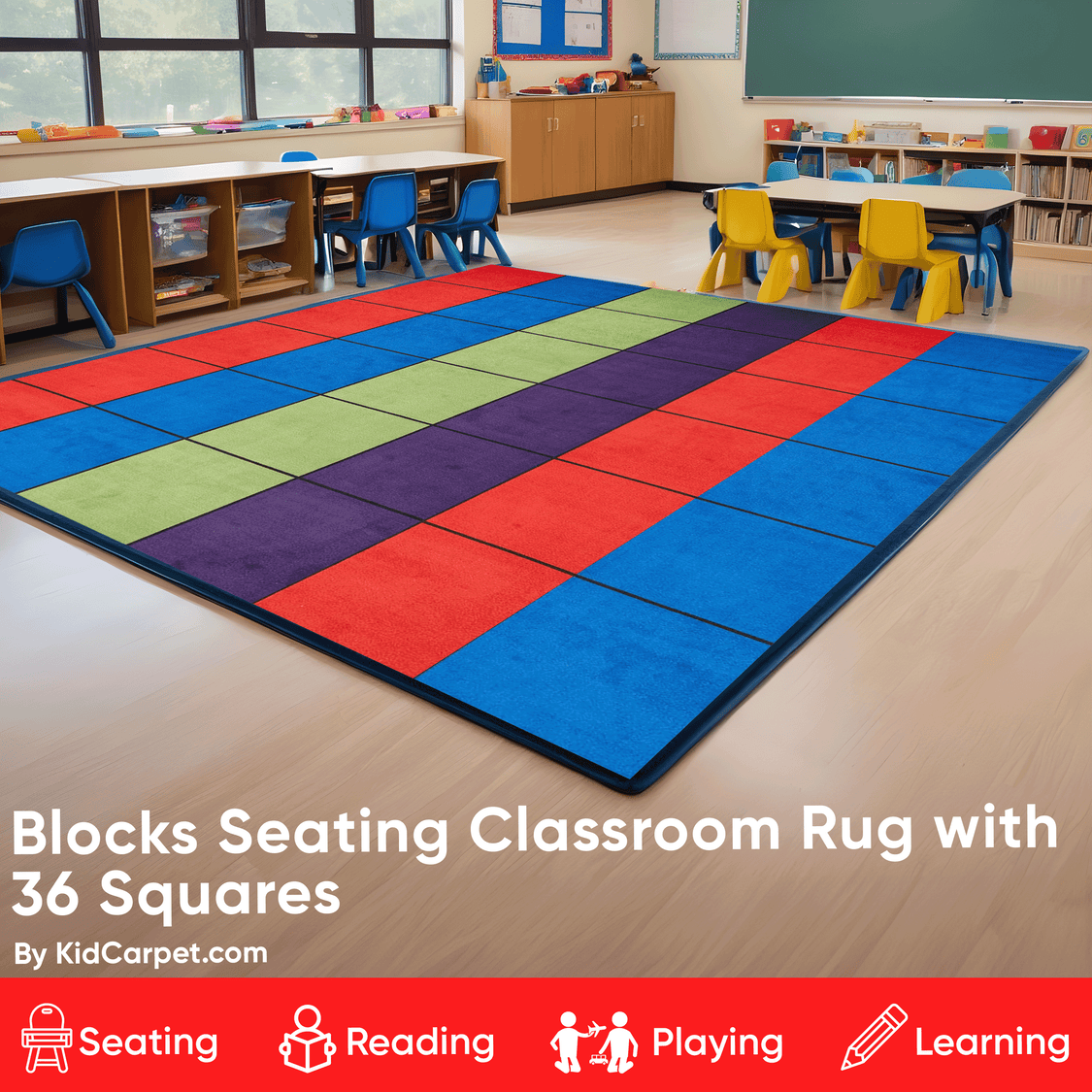 Blocks Seating Rug MULTI With 36 Squares – KidCarpet.com