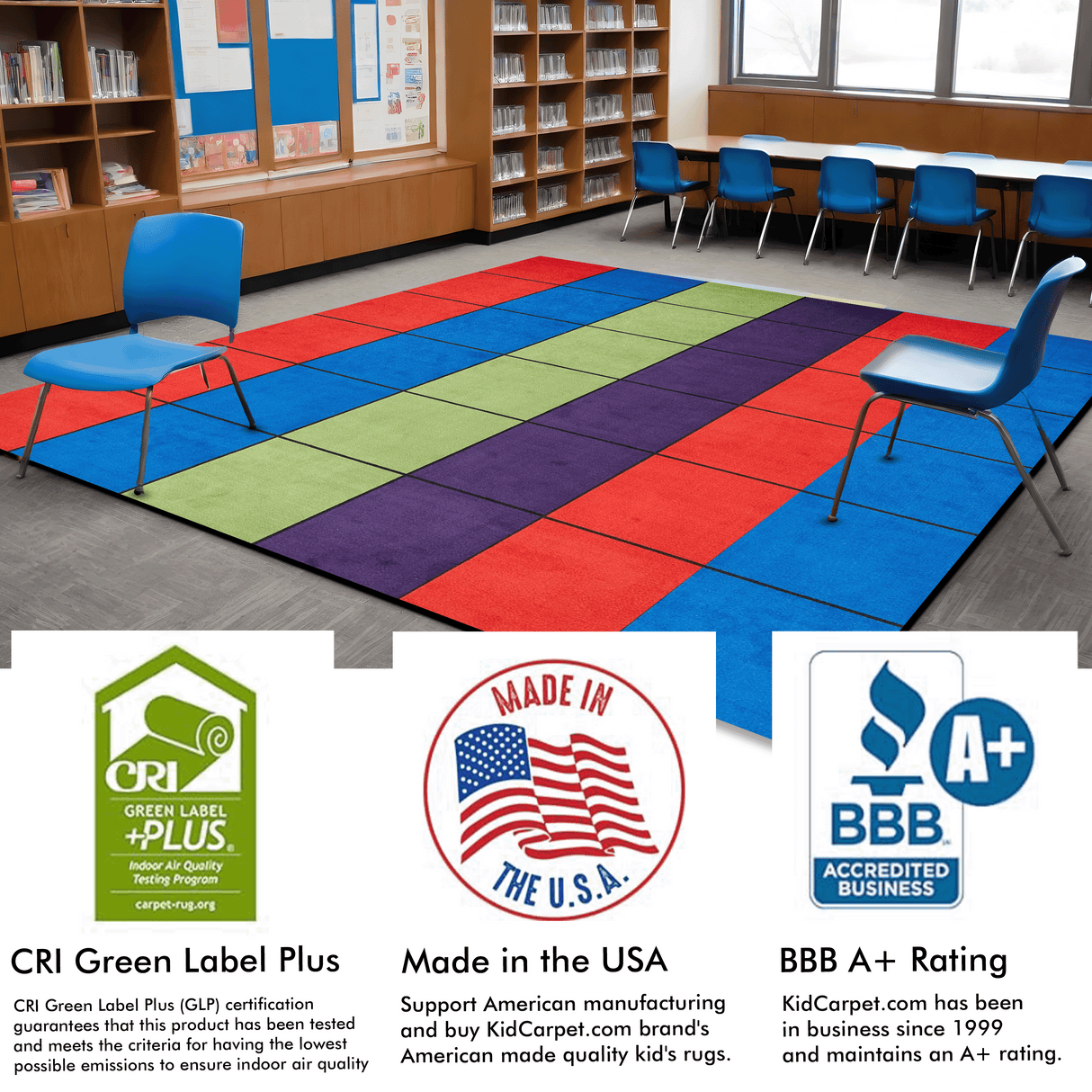 Blocks Seating Rug MULTI With 36 Squares – KidCarpet.com