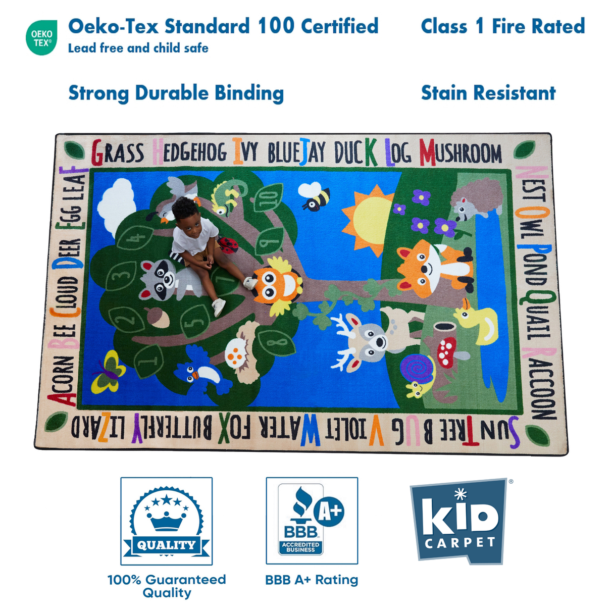 Forest Alphabet Learning Rug