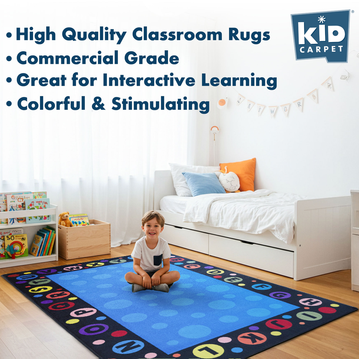Alphabet Bubbles Classroom Rug - KidCarpet.com