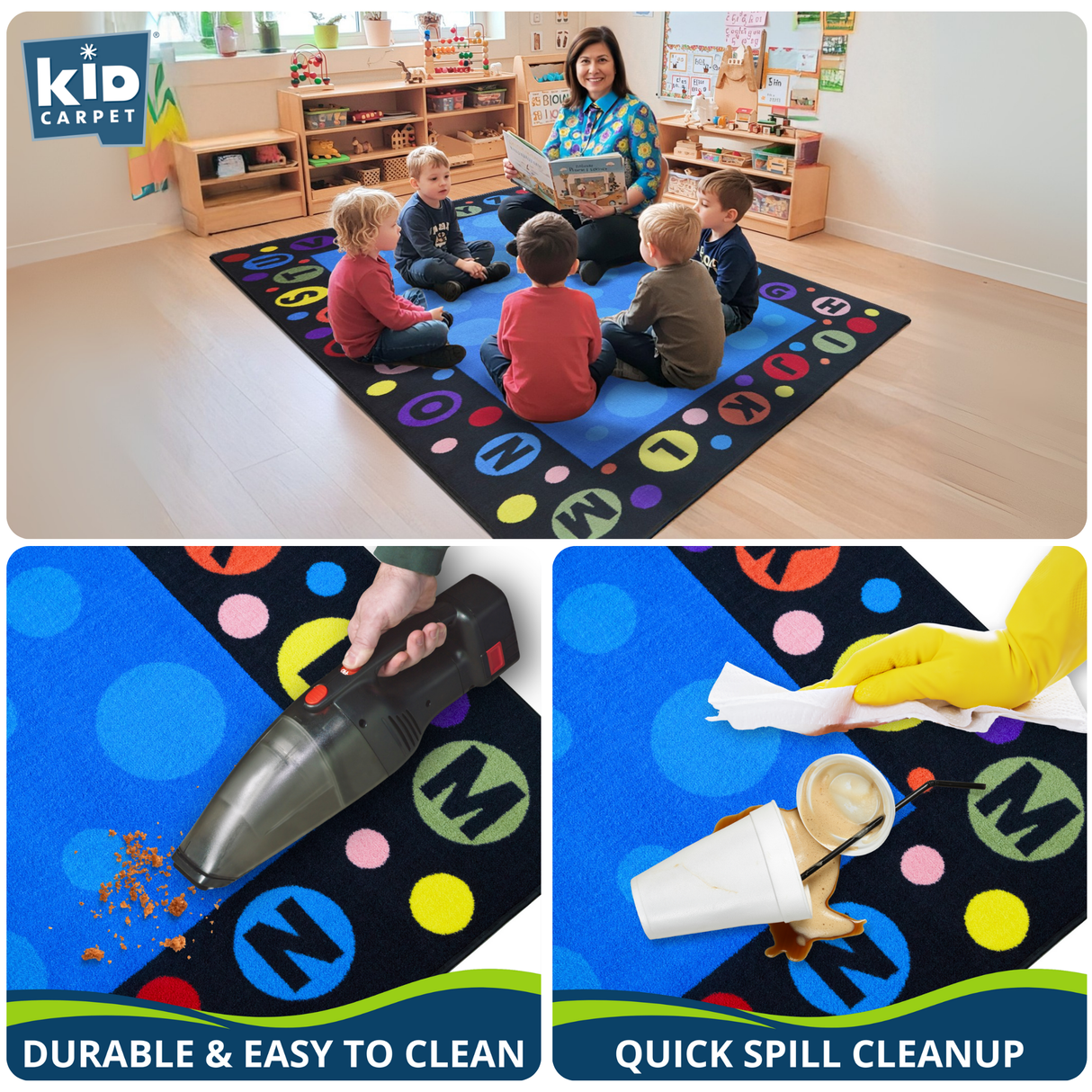 Alphabet Bubbles Classroom Rug