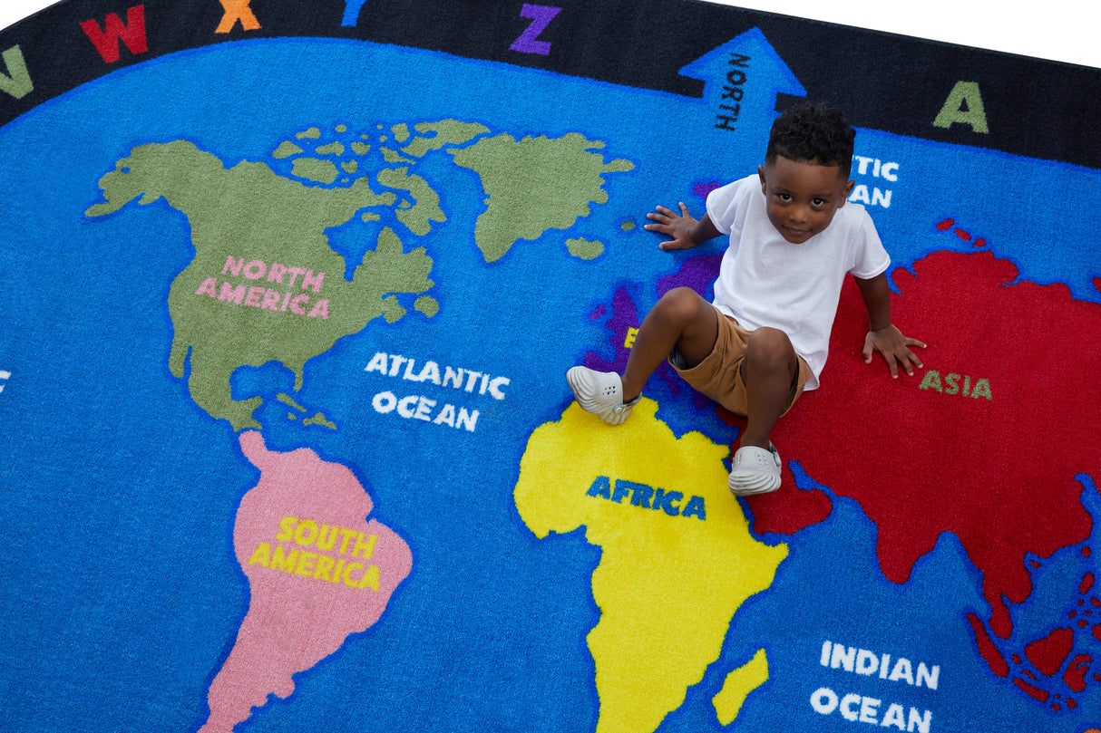 Alphabet and World Classroom Rug - KidCarpet.com