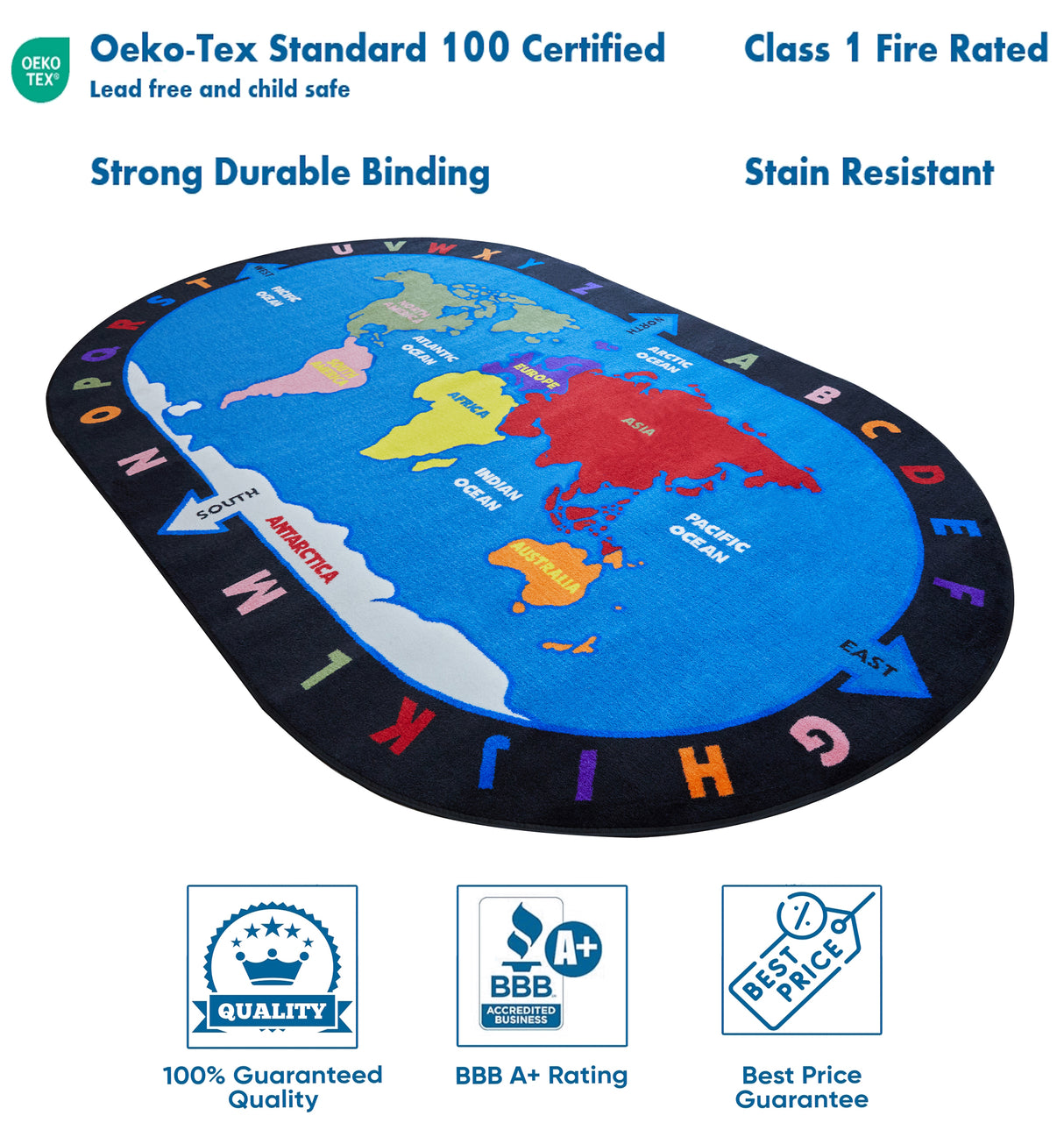 Alphabet and World Classroom Rug - KidCarpet.com