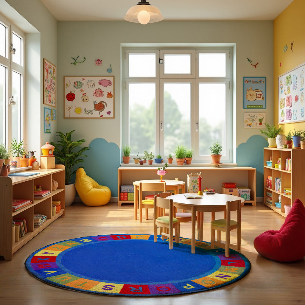 Colors Alphabet Circle Learning Rug