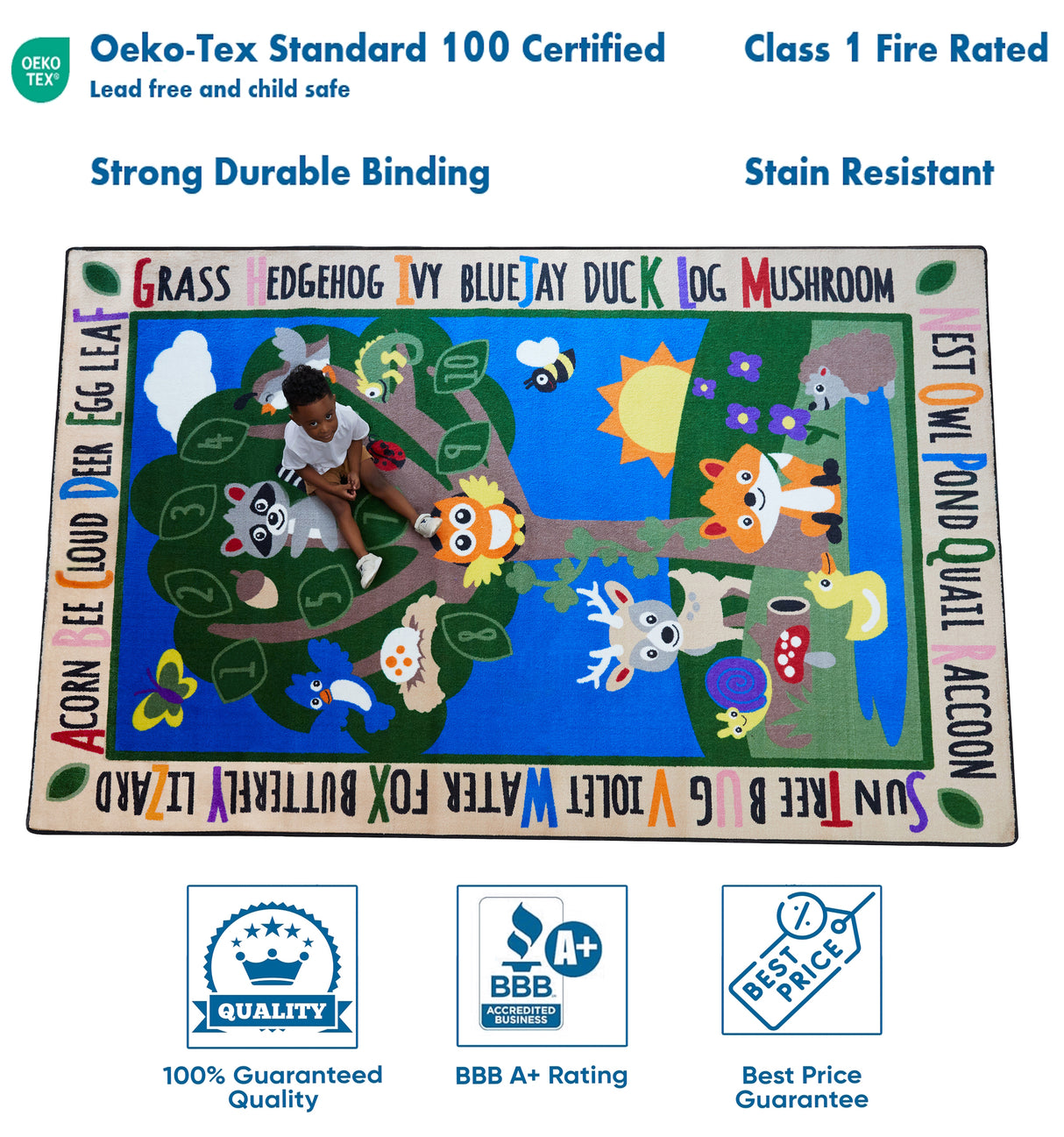 Forest Alphabet Learning Rug - KidCarpet.com