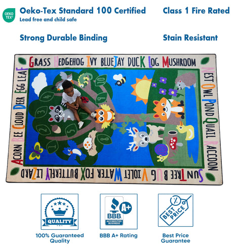 Forest Alphabet Learning Rug