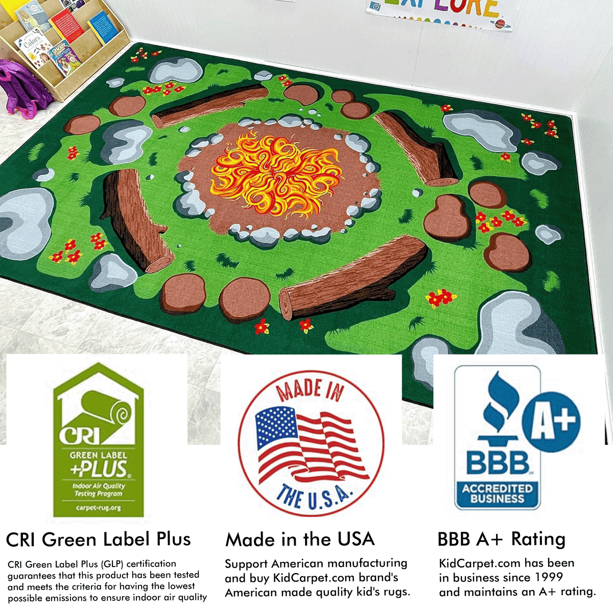 Fire Rug Kids Campfire Playtime Rug – KidCarpet.com