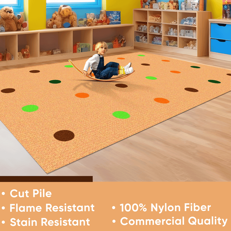 On the Spot Classroom Seating Rug Jungle Colors on Tan – KidCarpet.com