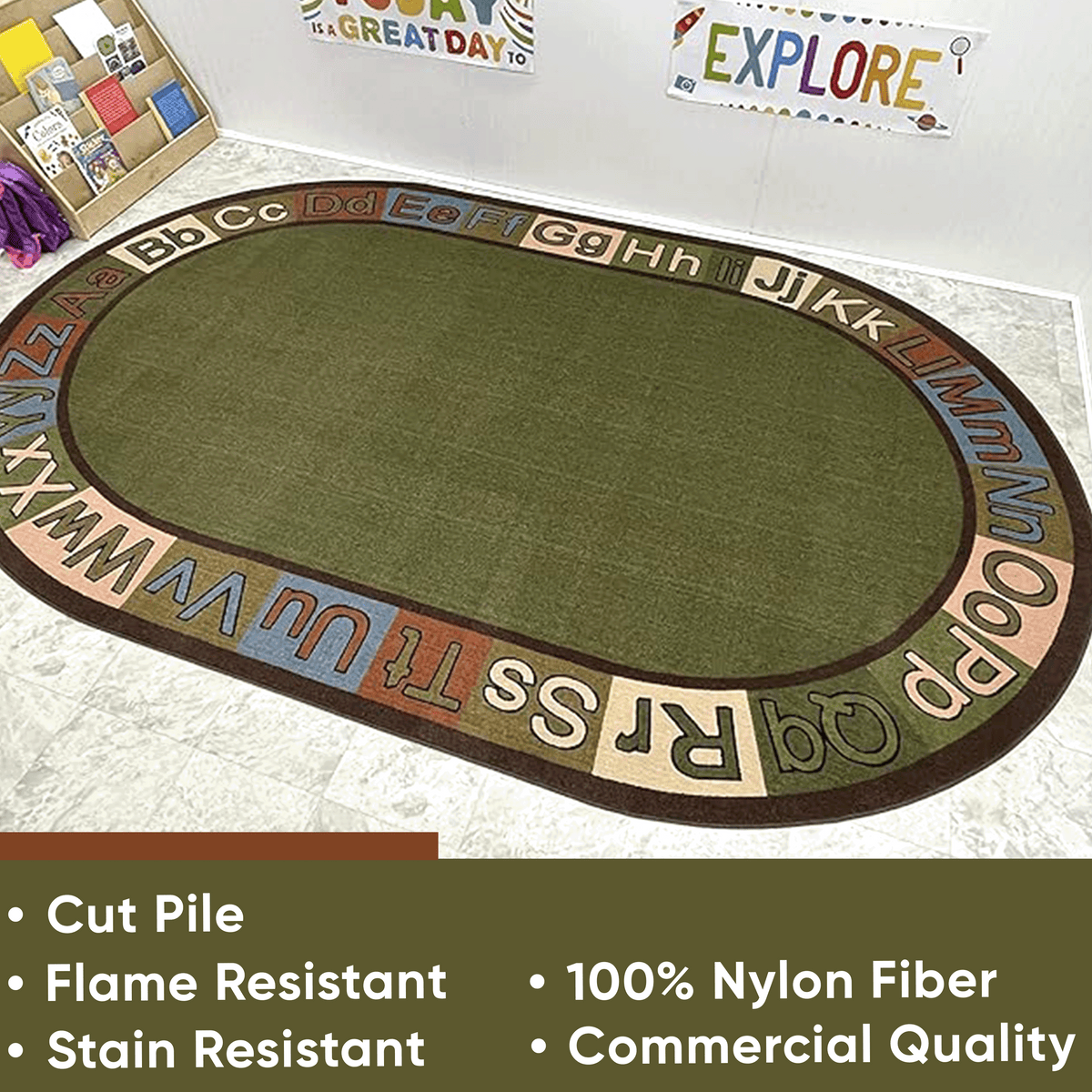 Alpha04 Rug Alpha Circle Time ABC Rug With EARTH TONE Colors – KidCarpet.com
