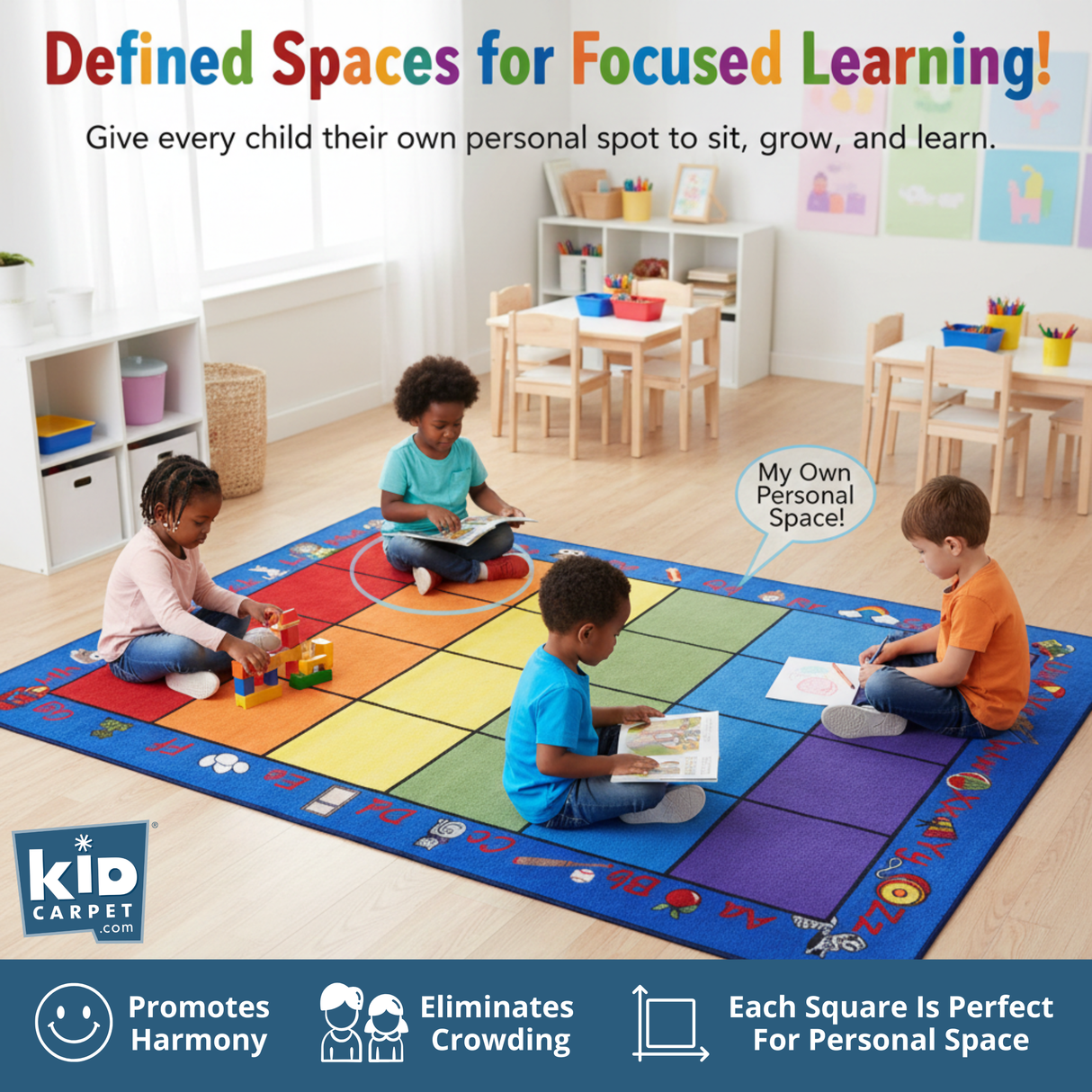 Seating Rainbow with Alphabet Rug 24