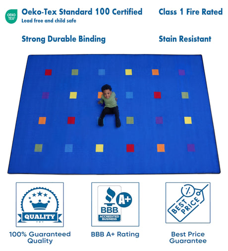 Seating Squares Multi on Blue Rug 24