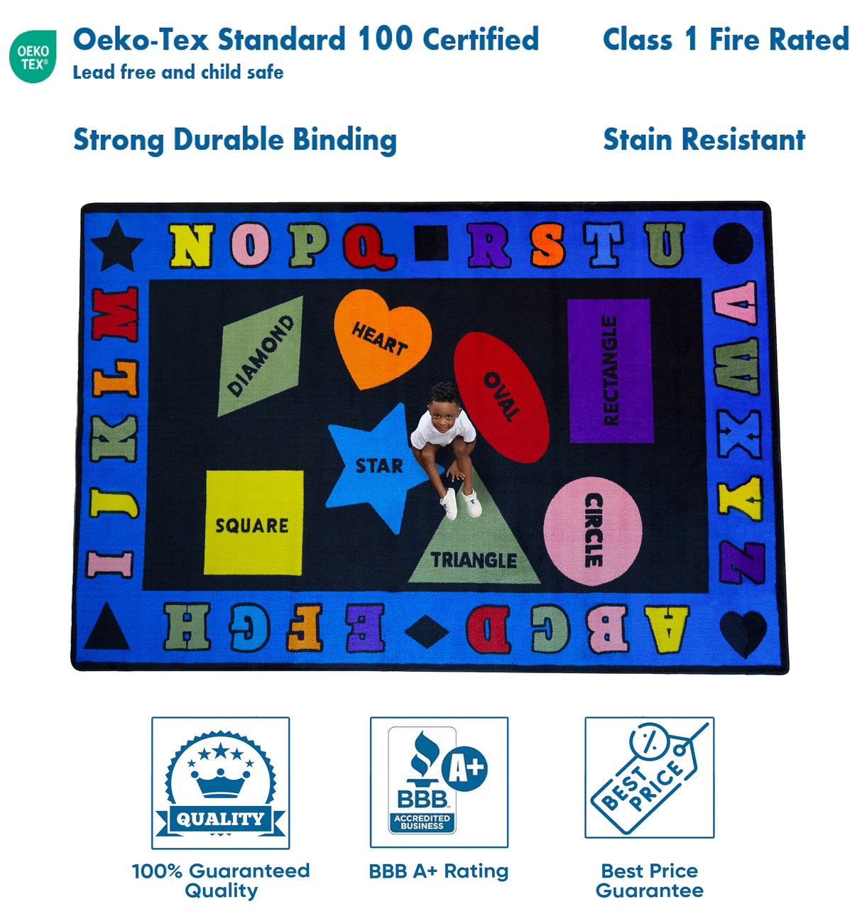 Shapes With The Alphabet Preschool Rug - KidCarpet.com