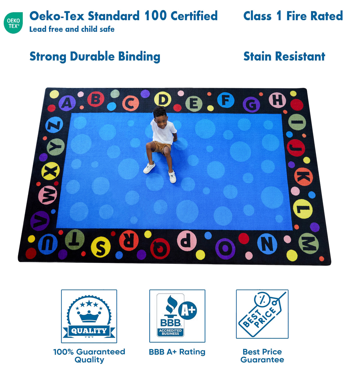 Alphabet Bubbles Classroom Rug - KidCarpet.com