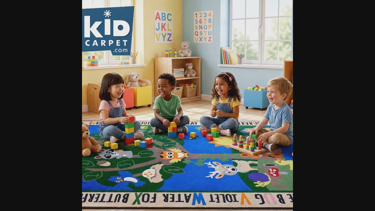 Forest Alphabet Learning Rug