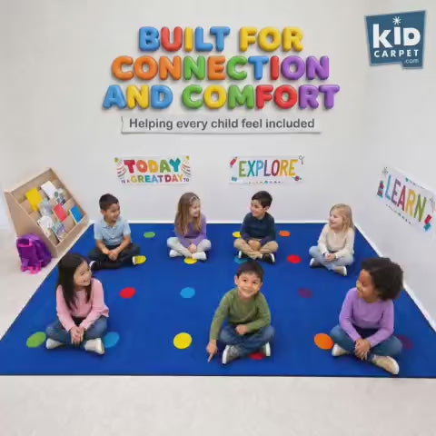 On the Spot Classroom Seating Rug Multi on Blue