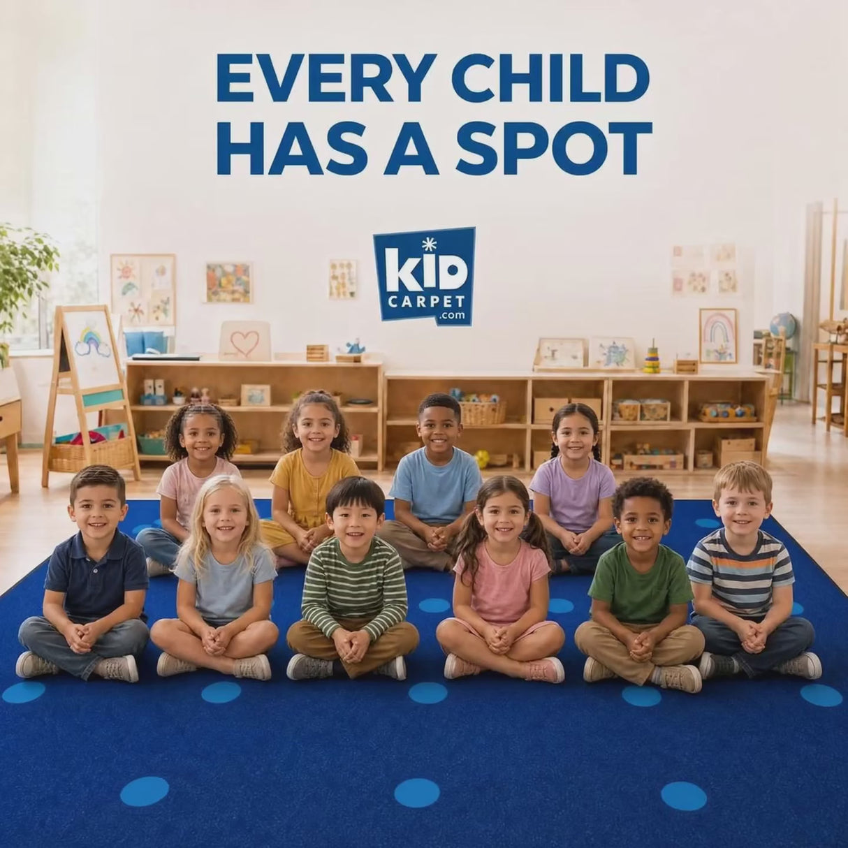On the Spot Classroom Seating Rug Blue on Blue