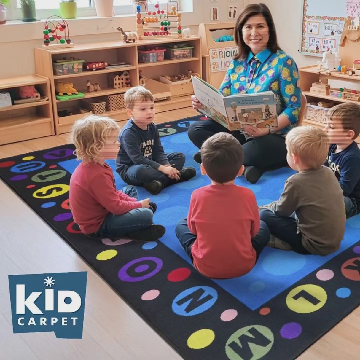 Alphabet Bubbles Classroom Rug