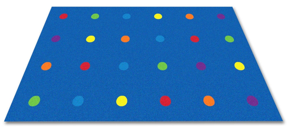 Dots In A Row Wall to Wall Carpet Multi on Blue - KidCarpet.com