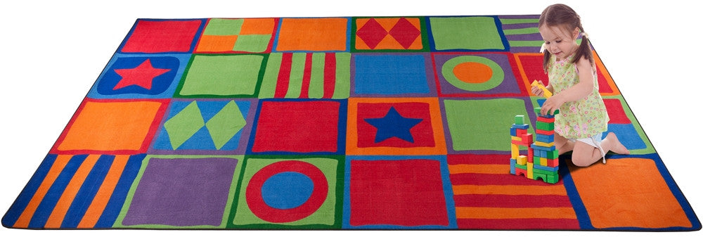 Patterned Squares Classroom Rug