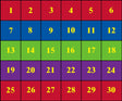 Classroom Seating Rug With 30 Squares BRIGHT - KidCarpet.com