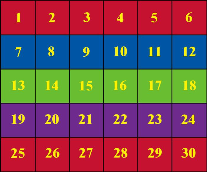 Classroom Seating Rug With 30 Squares BRIGHT - KidCarpet.com