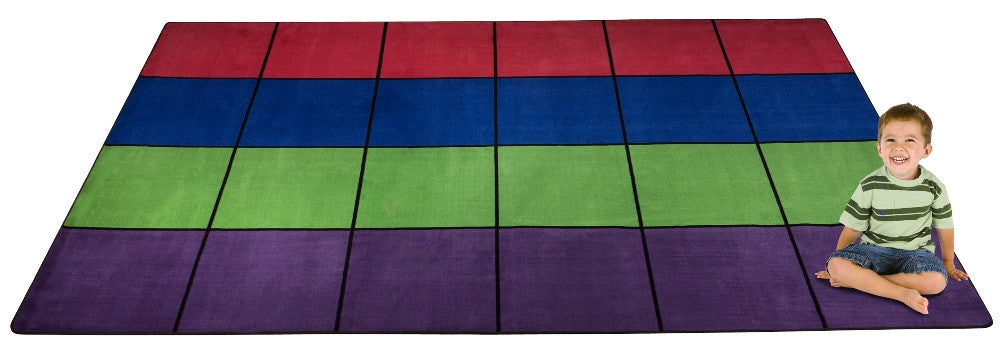 Blocks Seating Rug MULTI With 24 Squares - KidCarpet.com