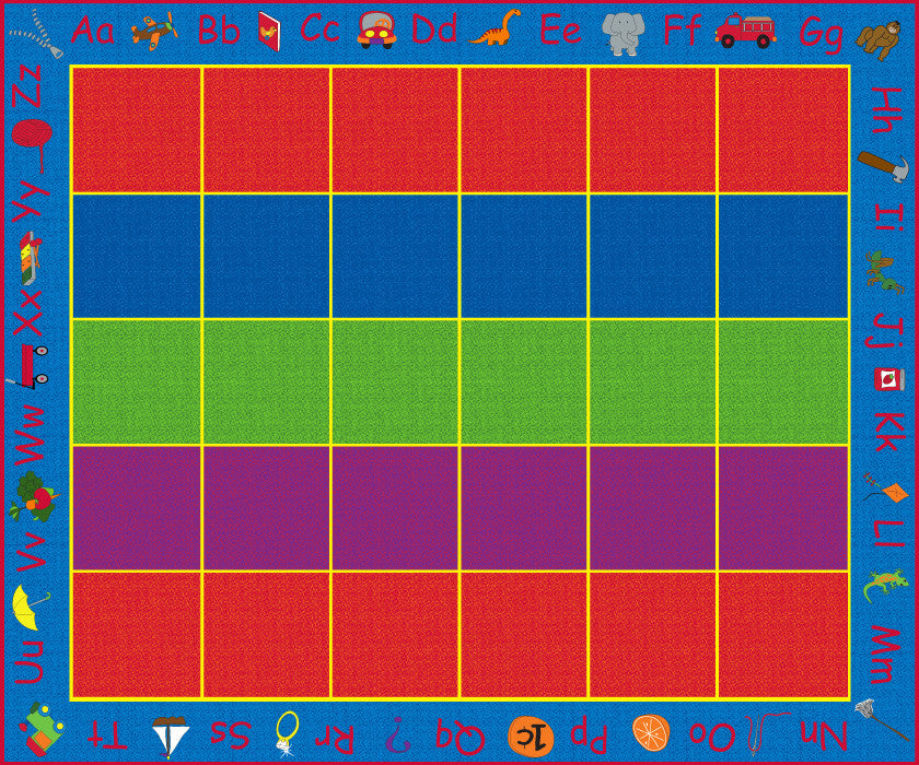 ABC Rainbow Classroom Seating Rug 30