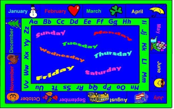 Days and Months Calendar Rug – KidCarpet.com