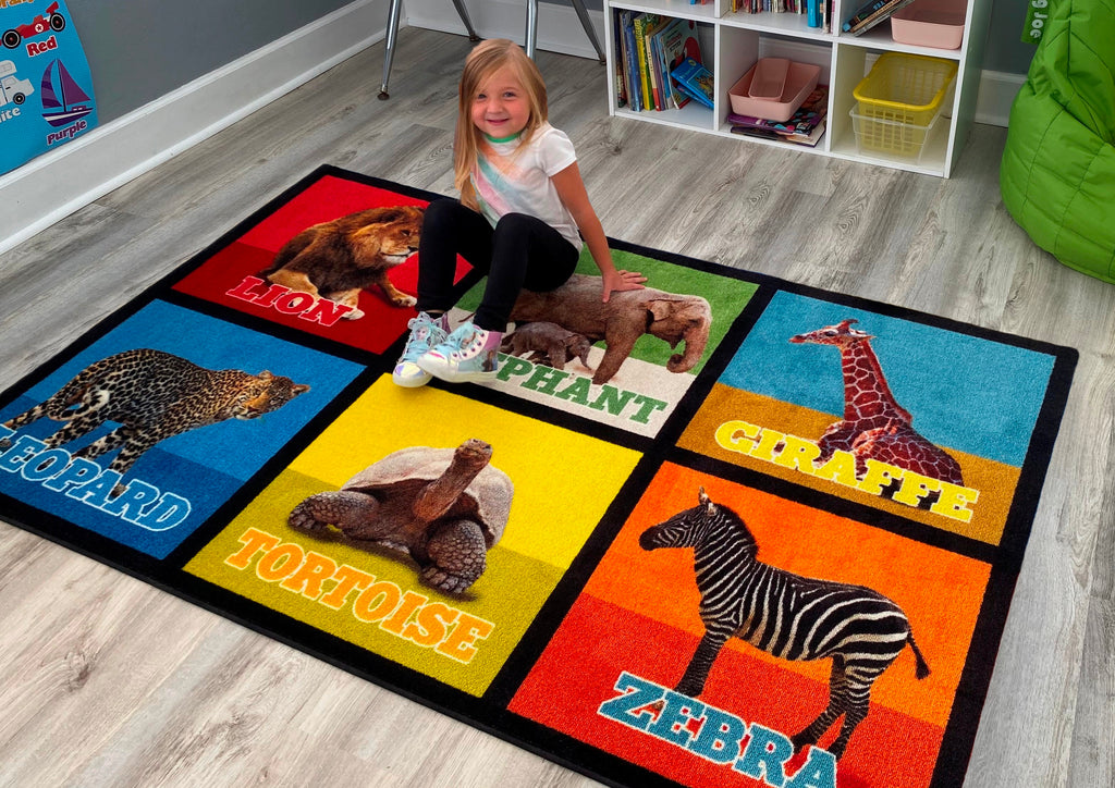 Animal Picture Squares Seating Rug 6