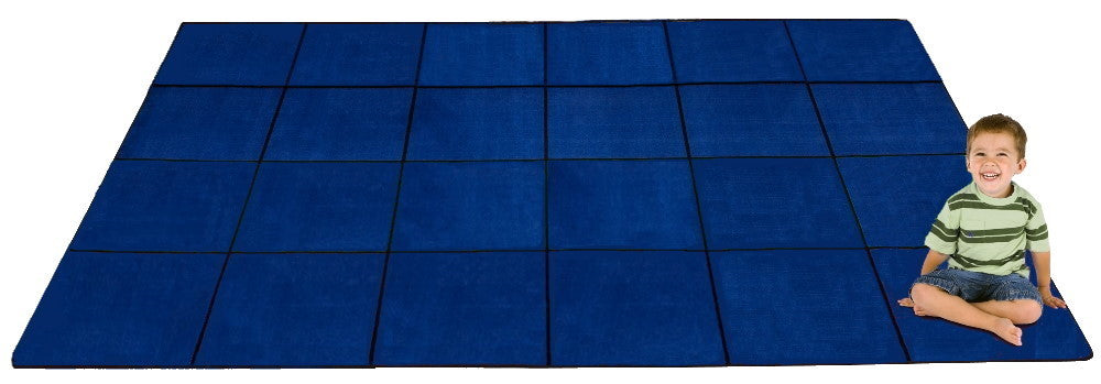 Blocks Seating Rug BLUE With 24 Squares - KidCarpet.com