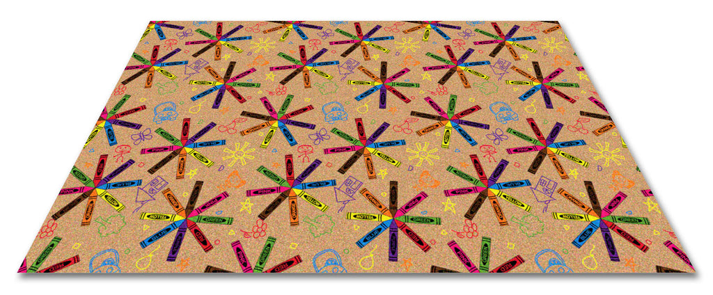 Crayon Scribbles Children's Wall to Wall Carpet Multi on Tan - KidCarpet.com