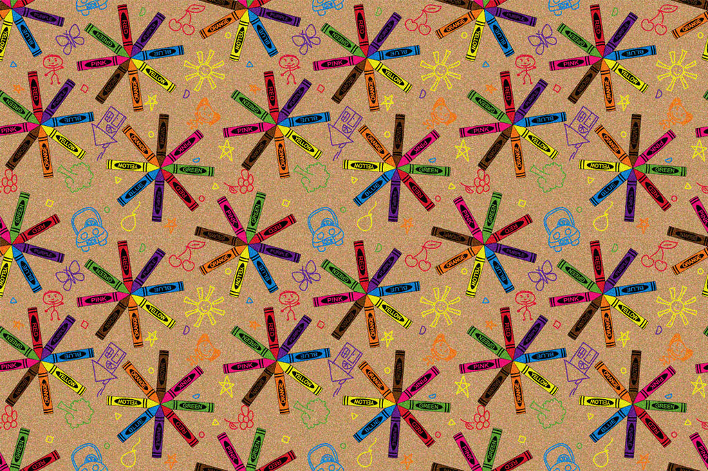 Crayon Scribbles Children's Wall to Wall Carpet Multi on Tan - KidCarpet.com