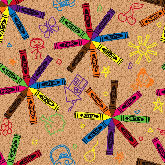 Crayon Scribbles Children's Wall to Wall Carpet Multi on Tan - KidCarpet.com