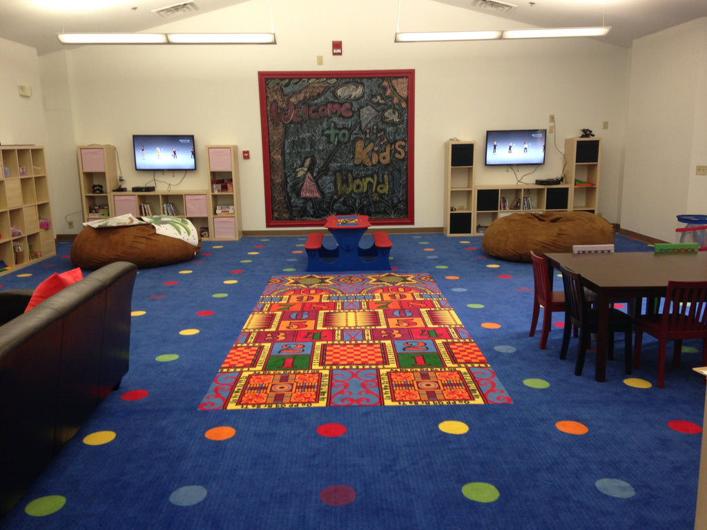 Dots In A Row Wall to Wall Carpet Multi on Blue - KidCarpet.com