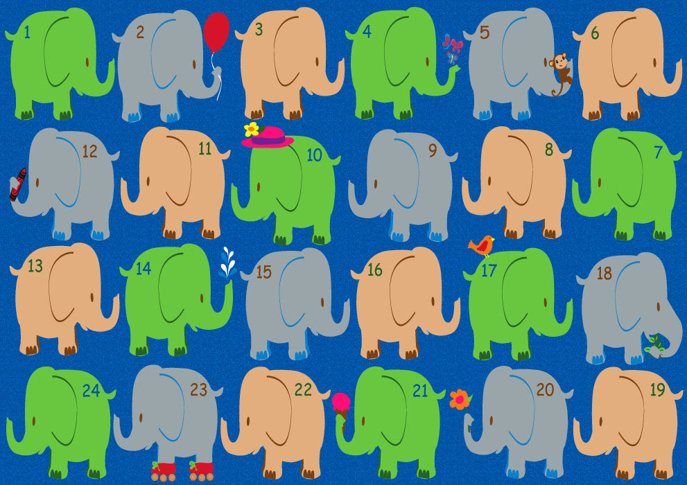 Elephant Seating Classroom Rug Bright