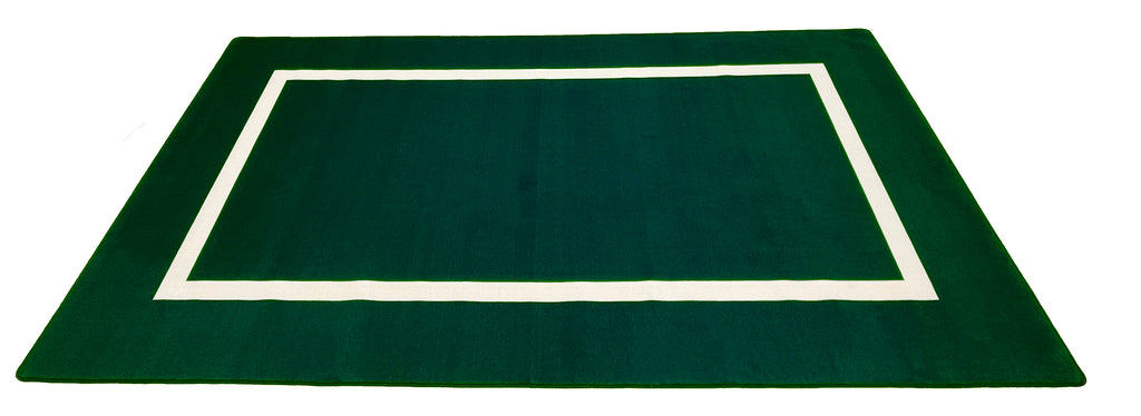 Montessori Classroom Rug Green With Creme Line - KidCarpet.com