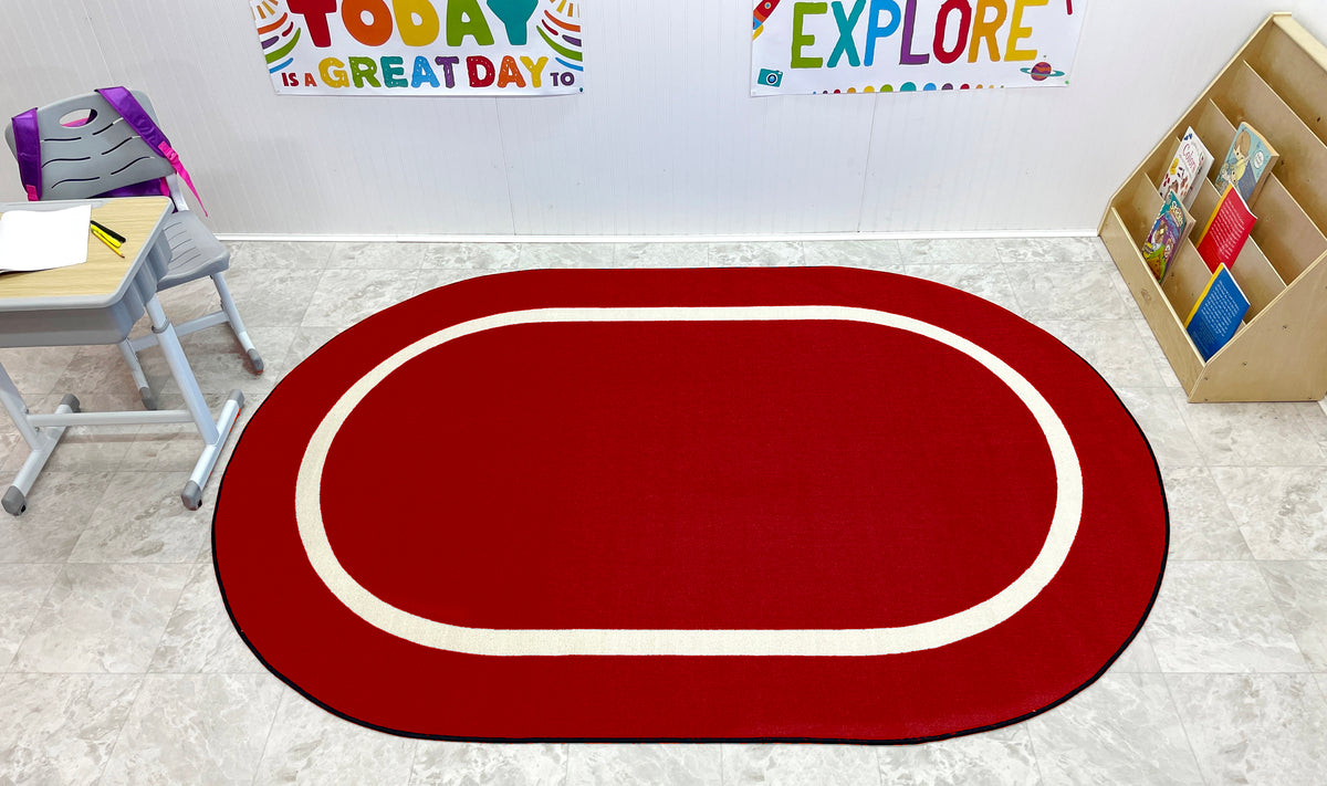Montessori Classroom Rug Red With Creme Line – KidCarpet.com