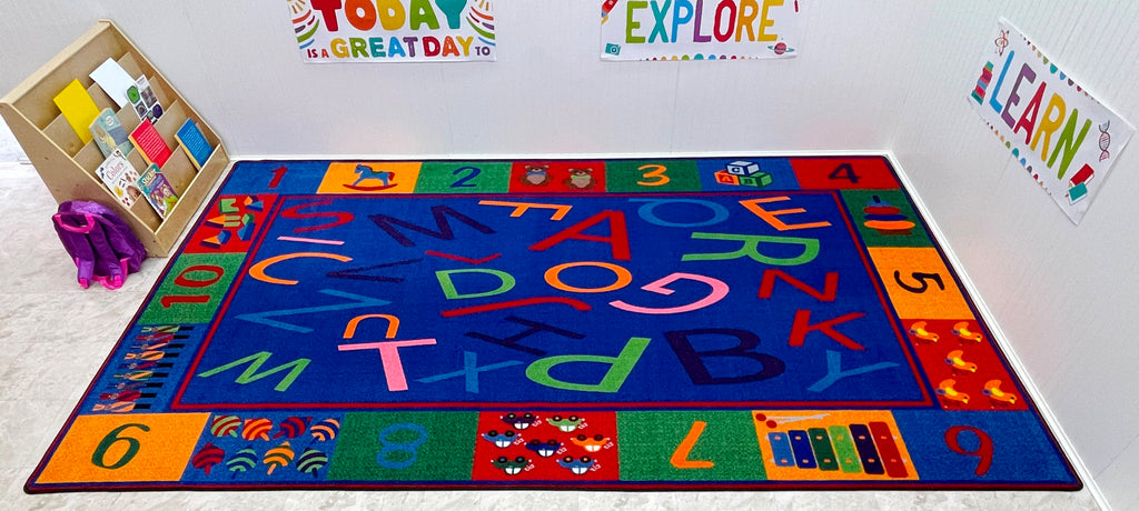 Alphabet and Numbers Teaching Toddler Classroom Rug