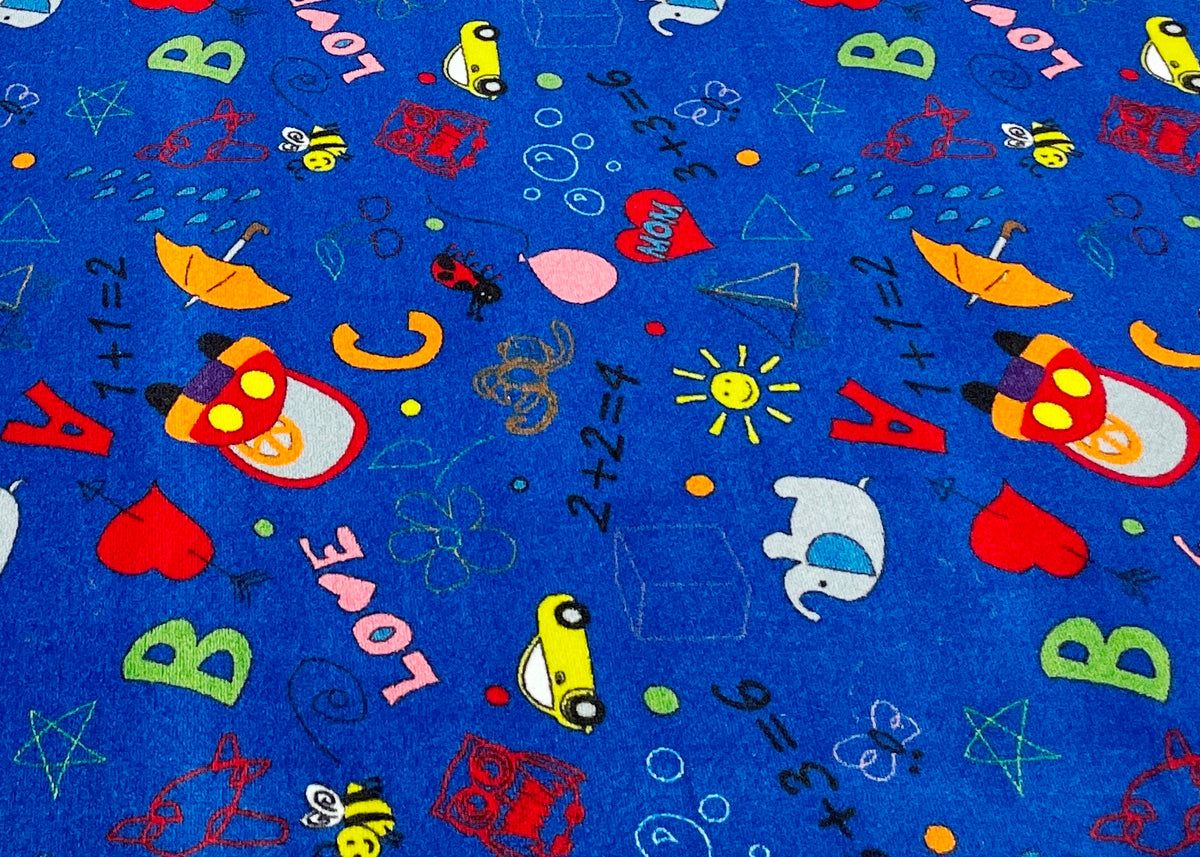 Playtime Doodle Rug Multi on Blue – KidCarpet.com