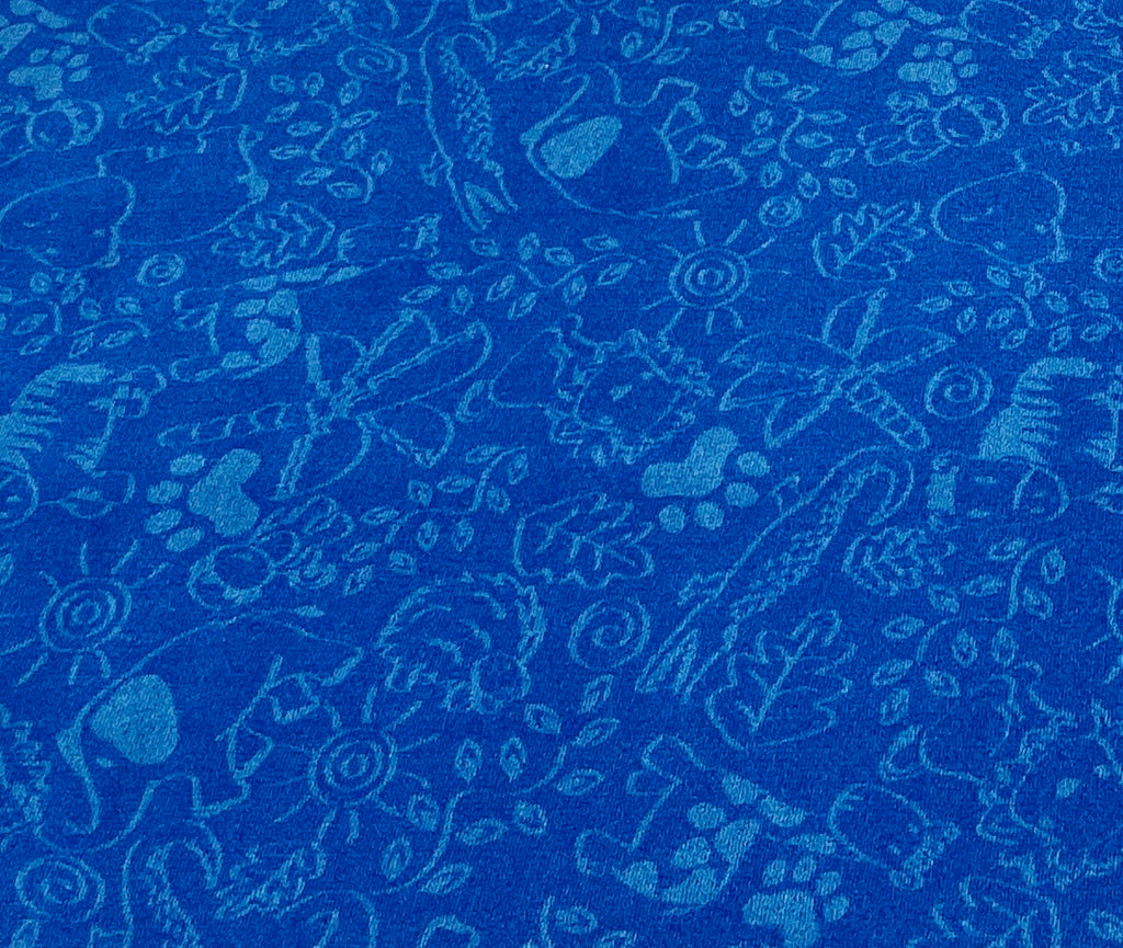 Animal Doodles Wall to Wall Children's Carpet Blue on Blue