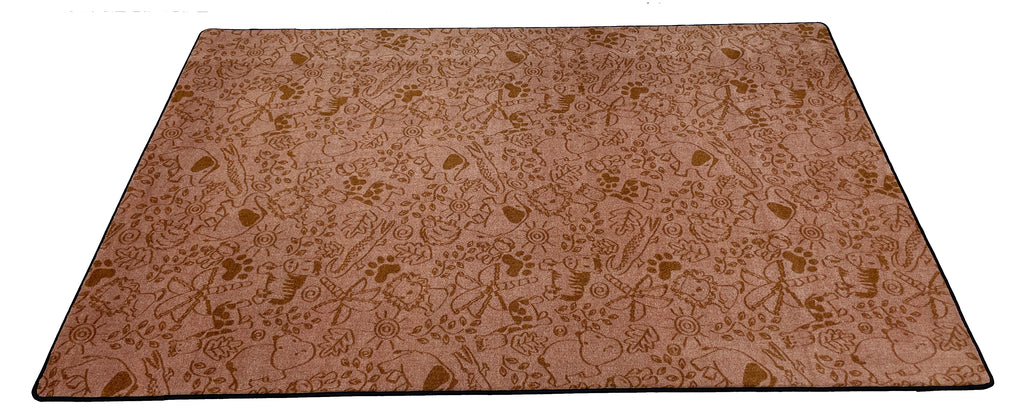 Animal Doodles Wall to Wall Children's Carpet Brown on Tan 