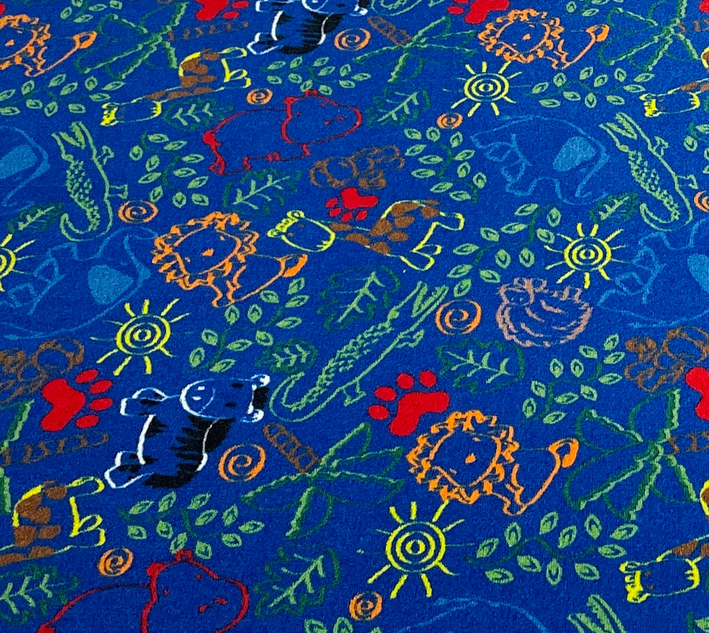 Animal Doodles Wall to Wall Children's Carpet Multi on Blue